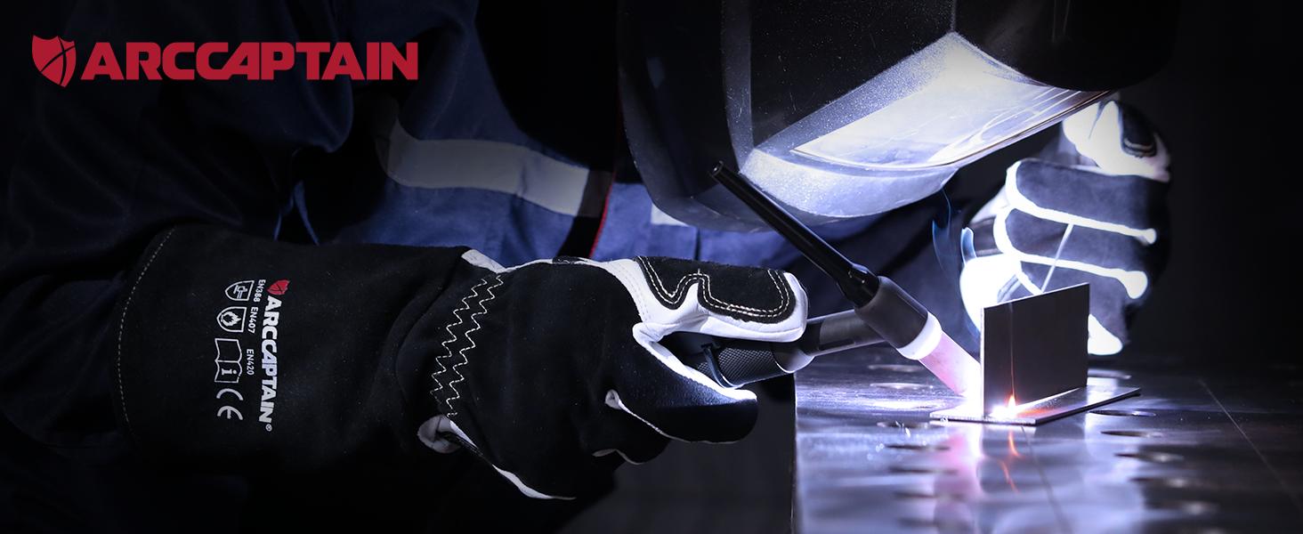 ARCCAPTAIN Tig Welding Gloves: Premium Goatskin Grain Leather, Dexterity, Comfort, Duralble Tig Gloves for Work Protection