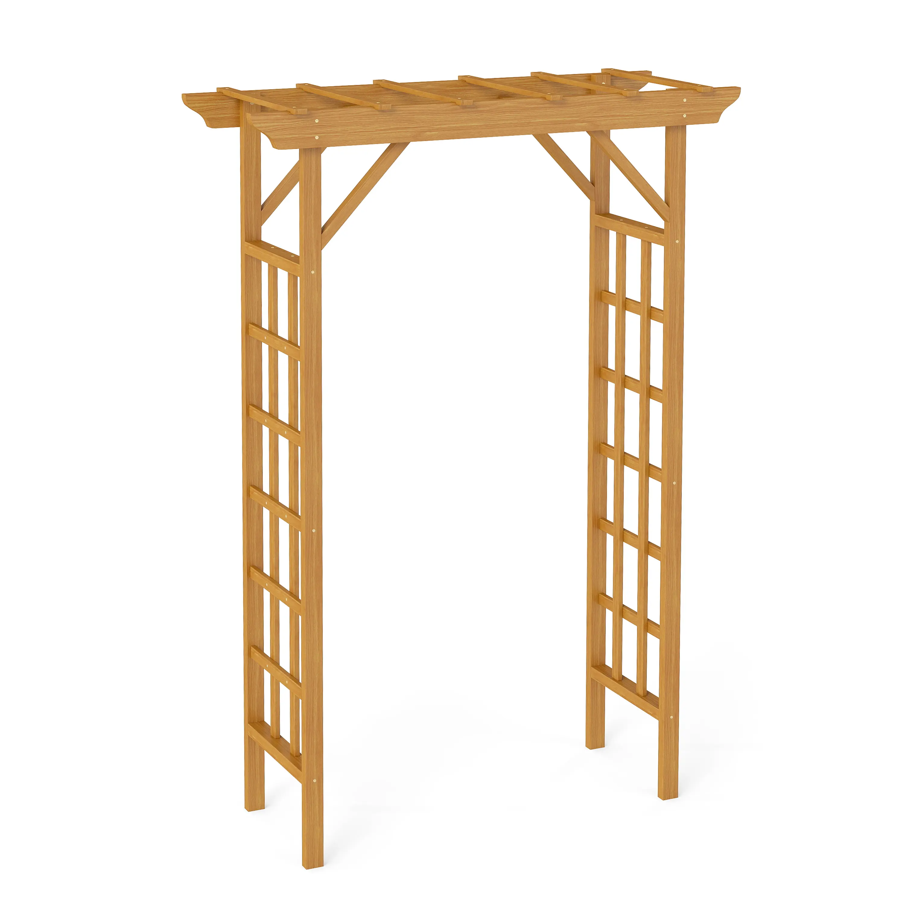 Sturdy Light Brown Wooden Wedding Arch - Classic Structure, Elegant Design, Garden Decor for Ceremonies, Garden Parties