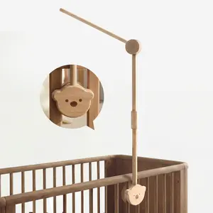 Baby Crib Mobile Arm - Premium Solid Beech Wood Bear Crib Arm for Montessori Mobiles, Adjustable Dual-Height for Newborn to Safety Mode, Toxin-Free & Scratch-Free Nursery Decor