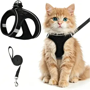 Escape Proof Cat Harness & Leash (≤13 lbs)Adjustable Reflective Soft Mesh Vest for Easy Safe Walks with Leash Included