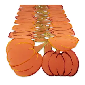 Design Imports 14" x 108" Embroidered Pumpkinsble Runner