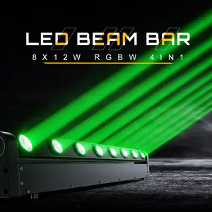 SHEHDS Moving Head Light Bar LED 8x12W RGBW 4IN1 Beam and Dazzling Effect 8° Lens Angle Stage Lihgt Bar 180 ° Tilt DMX and Sound Control DJ Lights Bar for Wedding Theater Church Disco Ball