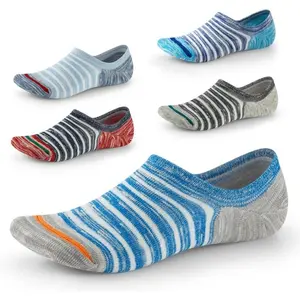 (5 Pairs) Unisex Stripe No Show Grip Socks, Low-Cut Invisible Design with Stay-Put Non-Slip Grip, Secure Fit for Sneakers & Oxfords, Sizes 7-12,summervibes