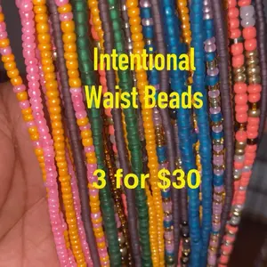 Intentional Waist Beads Set of 3 for $30 Custom Energy & Purpose Handmade Belly Beads for Spiritual Enthusiasts 50 Inches Protection Self-Love Money & Abundance Healing Confidence Motivation