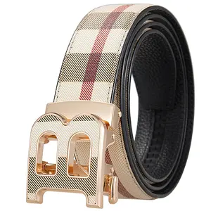 Letter Belt Men Automatic Buckle Cowhide Belt Daily surprises birthday present