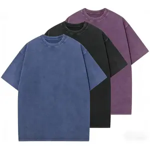 3 Pack Oversized Acid Wash Cotton T Shirts for Men and Women Vintage Heavyweight Baggy Casual Gym Tees