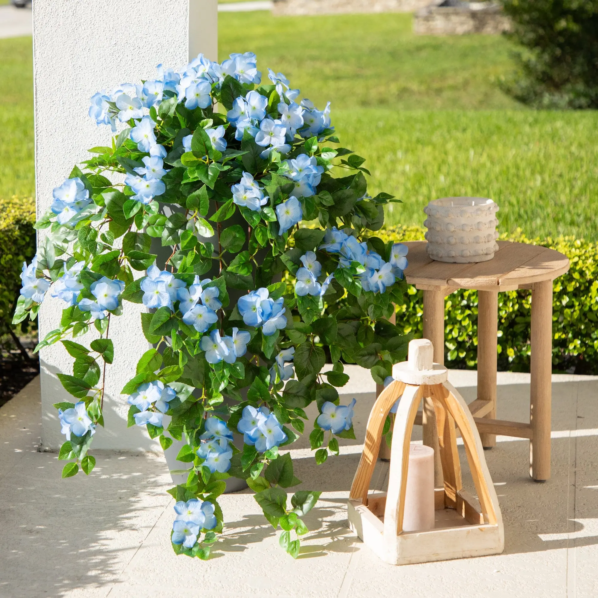 Hanging Planters with 2-Pack 41in UV-Resistant Classic Cascading Artificial Hydrangea Flowers - Low-Maintenance, Glossy Leaf Shine Decor for Balcony, Indoor/Outdoor Home Supplies