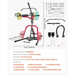 VEVOR Home Gym Equipment, Leverage Gym with 2: 1 Ratio LAT Low Row System, Strength Training Machine for Squats Deadlifts Bench Press Bicep Curls, Home Gym Machine, Adjustable Full Body Workout Station