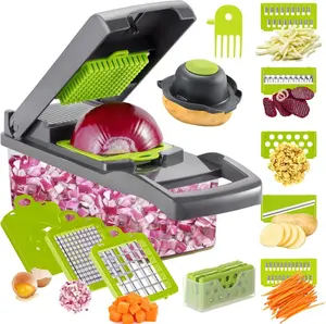 Vegetable Chopper, Multifunctional 14in1 Food Choppers Onion Chopper, Time-and Labor-Saving Food, Container for Salad Potato Carrot, Kitchen Tool