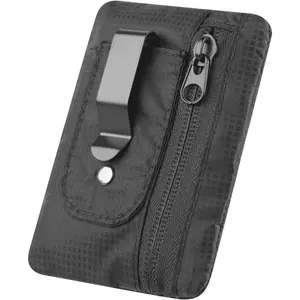 RFID Blocking Clip Stash Pocket, Compact  Travel Belt Wallet for Cards &  - Slim Pickpocket-Proof Design for Everyday Carry, Black
