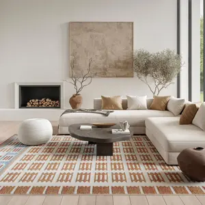 Nourison Nordic Geometric Modern Indoor Home Decorative Low-Pile Modern Abstract Cozy Dual-Colored Area Rug, Home Decorative Rug, Low Pile Rug