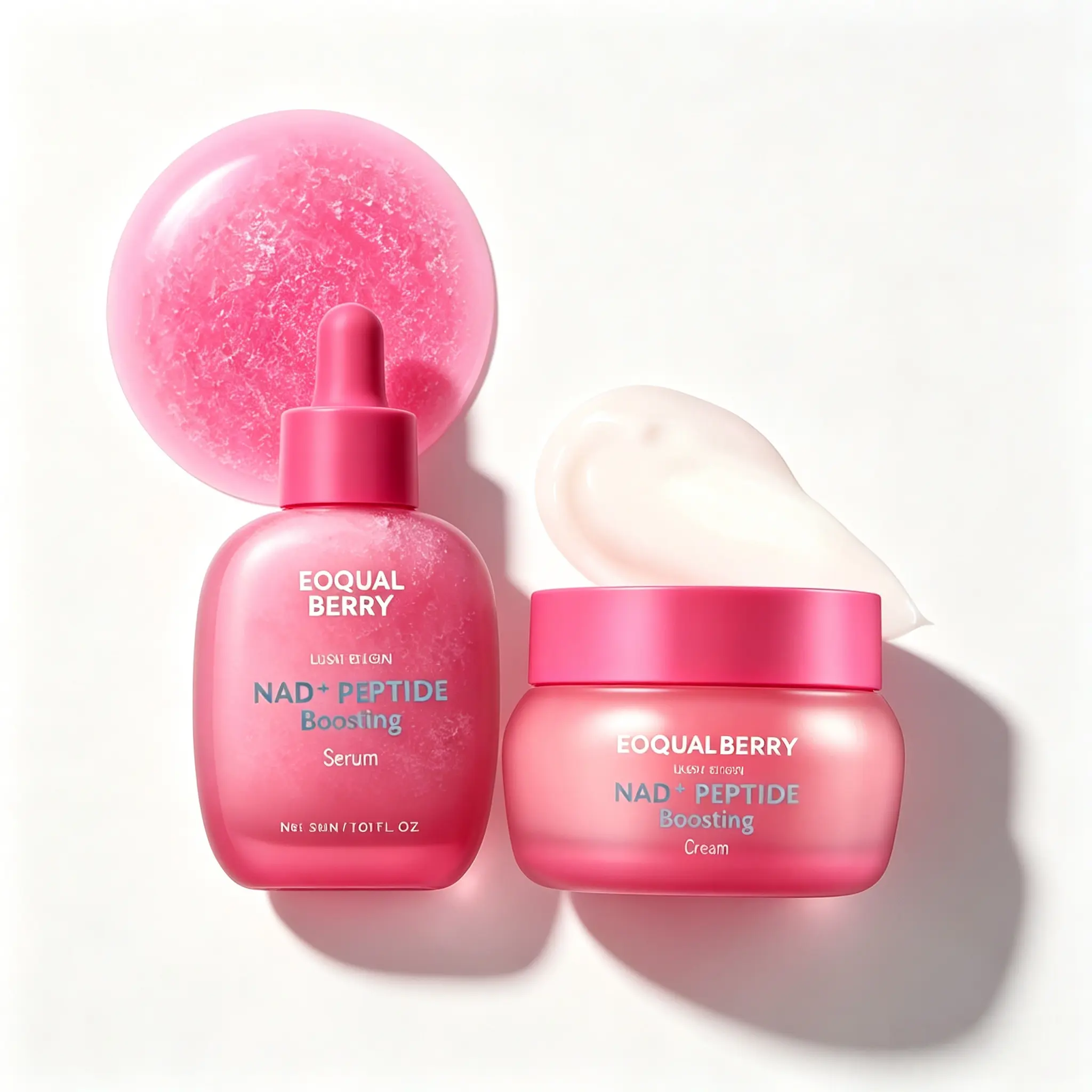 NAD+ Peptide & Vegan Collagen Serum & Cream Set, 2-Piece Korean Anti-Aging Serums & Essences for Skin Transformation, Helps Restore Firmness, Lift Sagging Skin & Reduce Fine Lines