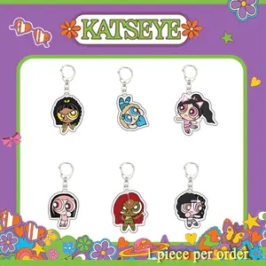 2026 KATSEYE Cute Cartoon Figure Acrylic Keychain Fashion Bag Pendant Decorations K-pop Star Collectible Accessories Gift
