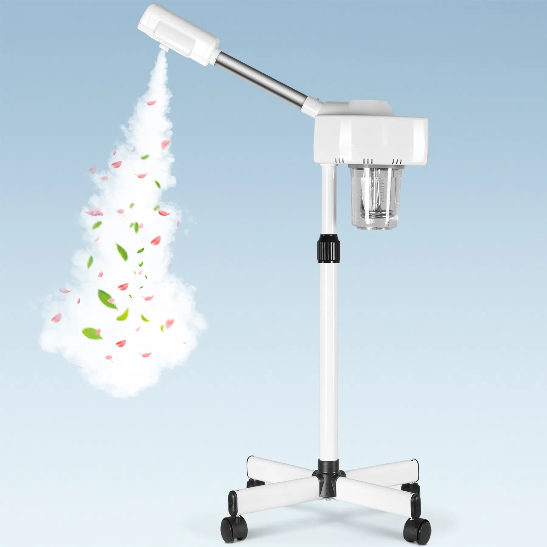 Zeny Professional Adjustable Hot Mist Facial Steamer - Stainless Steel Ionized Ozone Tool, Gentle Steam, Durable Build, Essential Oil Compatible, Deep Cleansing, Wheeled for Spa Selfcare Glowup (Facial Care Tools),summerwins,dorm essentials