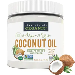 Organic Coconut Oil, 16 fl oz – Unrefined, Cold-Pressed Extra Virgin Coconut Oil, USDA Organic & Non-GMO, Natural Cooking Oil, Hair Oil & Skin Oil