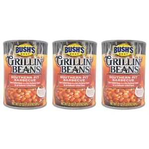 Bush’s Best Grillin’ Beans Southern Pit Barbecue – 22 oz Cans, 3 & 6 Pack, Perfect for Grilling & BBQ
