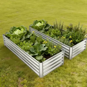 6 x 3 x 1 ft Raised Garden Bed with Clear Top Cover, Galvanized Metal Planter Box with 2 Large Screen Windows, Mini Greenhouse for Outdoor Vegetables and Flowers