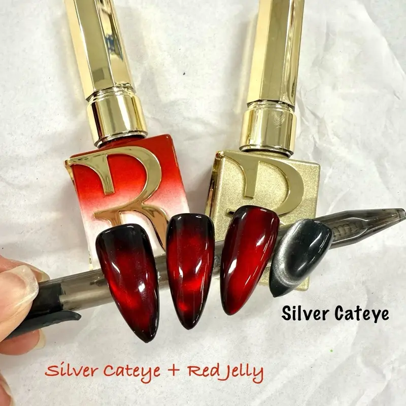 Combo Red Jelly + Moon Silver Cateye Gel Polish - 15ml Combo Red Jelly + Moon Silver Cateye Gel Polish - 15ml