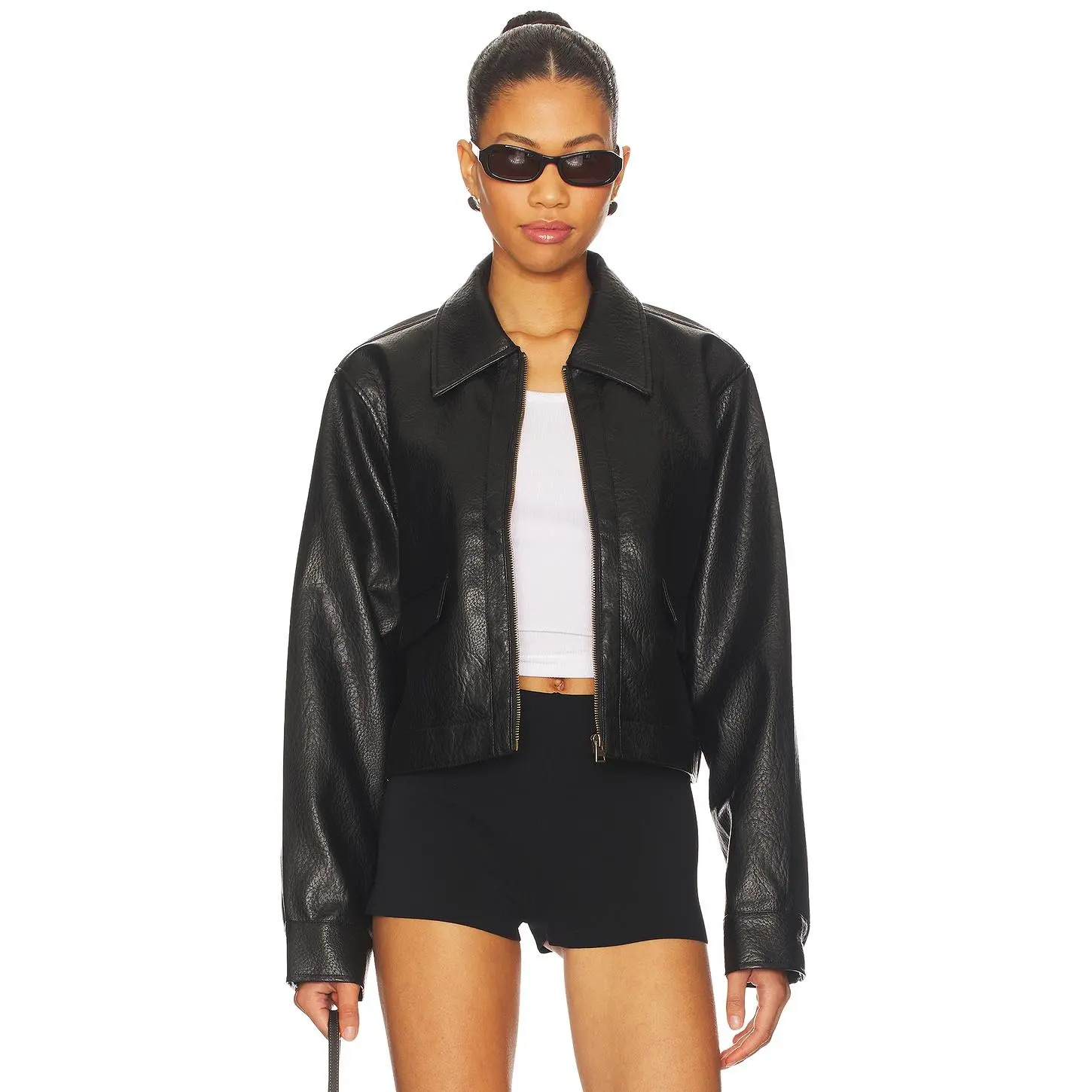 ALL THE WAYS Fianna Faux Leather Jacket in Black