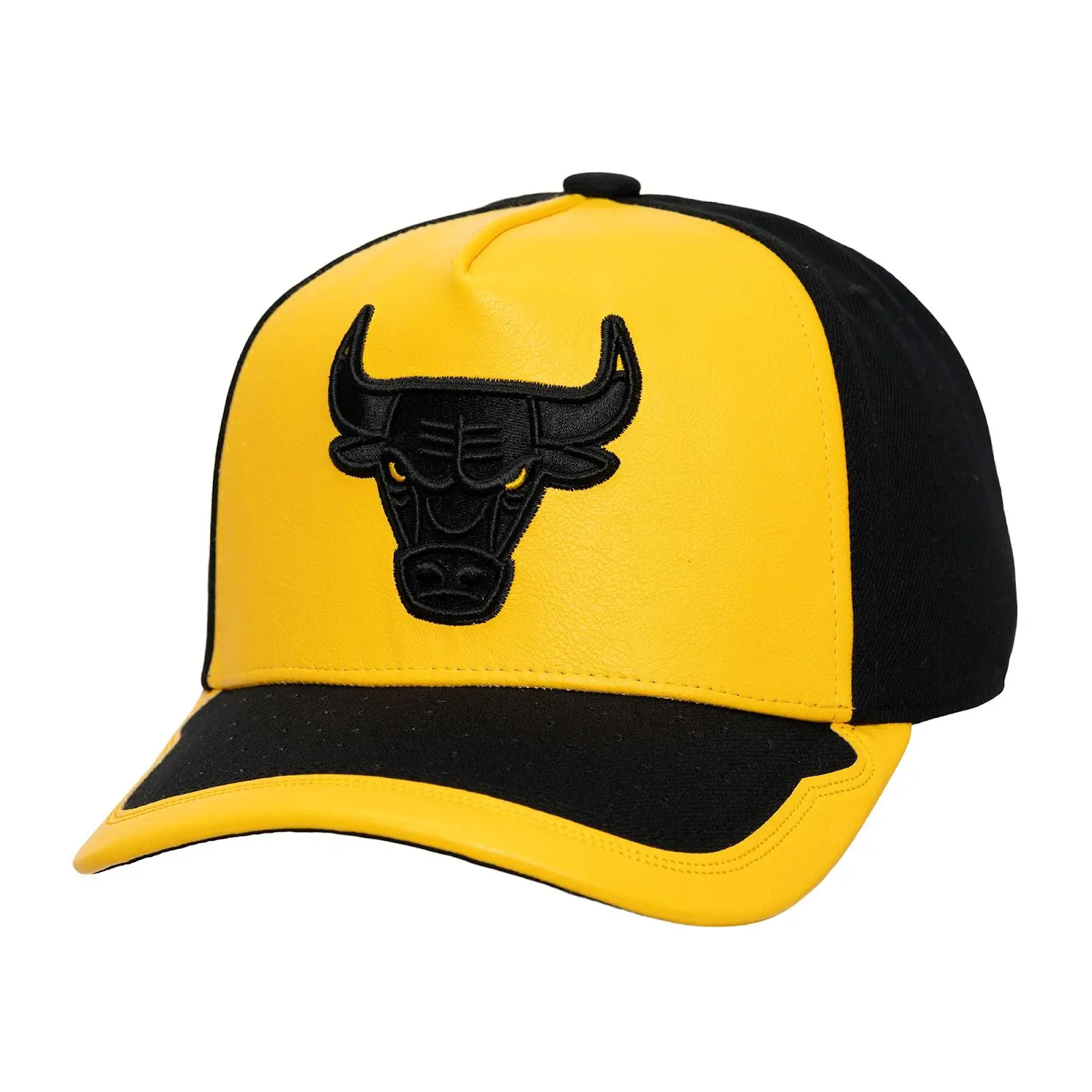 Chicago Bulls Yellow/Black Day One Pro Pinch Snapback Hat NBA Throwback Cap Adjustable Fan Gear Mitchell & Ness