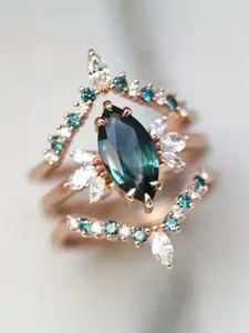 3 Pcs/Set Gorgeous Cubic Zirconia Bridal Ring Set For Women For Wedding Engagement Anniversary Jewelry Valentine's Day Gift