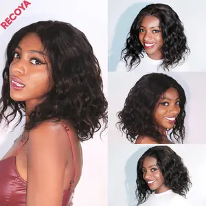 【Clearance sale】RECOYA Body Wave BOB Wig Vietnam Virgin 12A Human Hair 5X5 Gluless HD Transparent Lace Closure Wavy Wigs for Black Women Glueless Wear And Go Wigs Human Hair Pre Plucked Wavy Wig 200% Density Virgin Hair 14 Inch Glueless Body Wave Bob