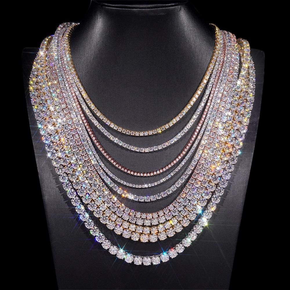 TY GRA Certified Moissanite Tennis Necklace 2/3/4/5/6.5mm Solid   Sterling Silver Diamond Tennis Necklaces for Women Man