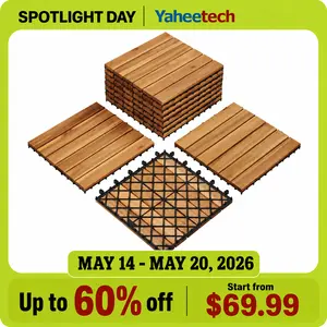 【Durable & Long-Lasting】Yaheetech 27/54/108 PCS Wood Flooring Tiles 12.5X12.5in Wood Plastic Interlocking Flooring Tiles for Outdoor & Indoor Patio Garden Deck Poolside