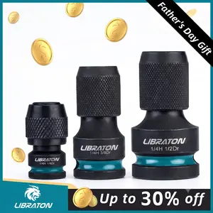 【Fathersdaygift】LIBRATON Impact to 1/4 Hex Converter, 1/2 3/8 1/4-INCH Drive Female to 1/4-Inch Hex Adapter, Impact Wrench Adapters for Ratchet Wrench Drivers, Impact Bit Holders, Quick-Change Chuck, Cr-Mo Steel outdoorfun Durability Drill