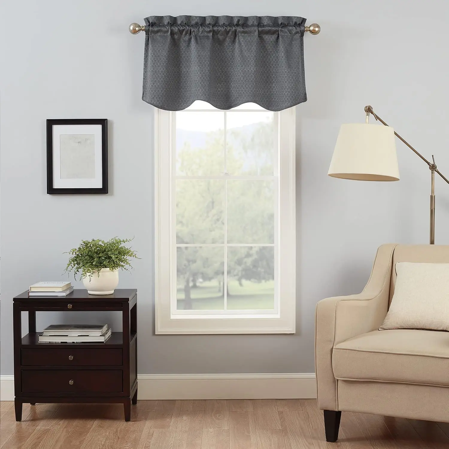Canova Solid Blackout Thermaback Single Curtain Panel & Window Valance, 42x21in Charcoal - Bathroom, Kitchen Home Supplies (Light-Blocking Function), Single Panel