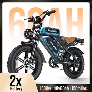 【2026 DEEPOWER ebike】1500W Max 30MPH | 45-125 Mile 48V 20Ah 35AH 60AH UL Removable Battery | 20"×4.0" Puncture-Proof Tires Dual Disc Brakes | Full Suspension |90% Assembled 12-Month Warranty|Off-Road E-Bike with Long Range & All-Terrain Performance