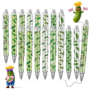 8/16pcs of Pickled Cucumber Ballpoint Pens with Automatic Retractable Feature, Black Ink. A Fun Gift for Pickle Enthusiasts Featuring a Quirky Cucumber Pickling Design, Suitable for Teacher'S Day, Student Appreciation, Graduation Celebrations