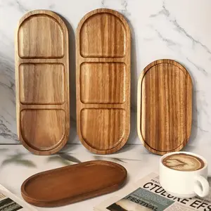 Wooden Tray Set, 1pc/2pcs Oval Display Serving Trays, Multi-Purpose Storage for Home Decor & Kitchen Use, Ideal for Christmas Gifts
