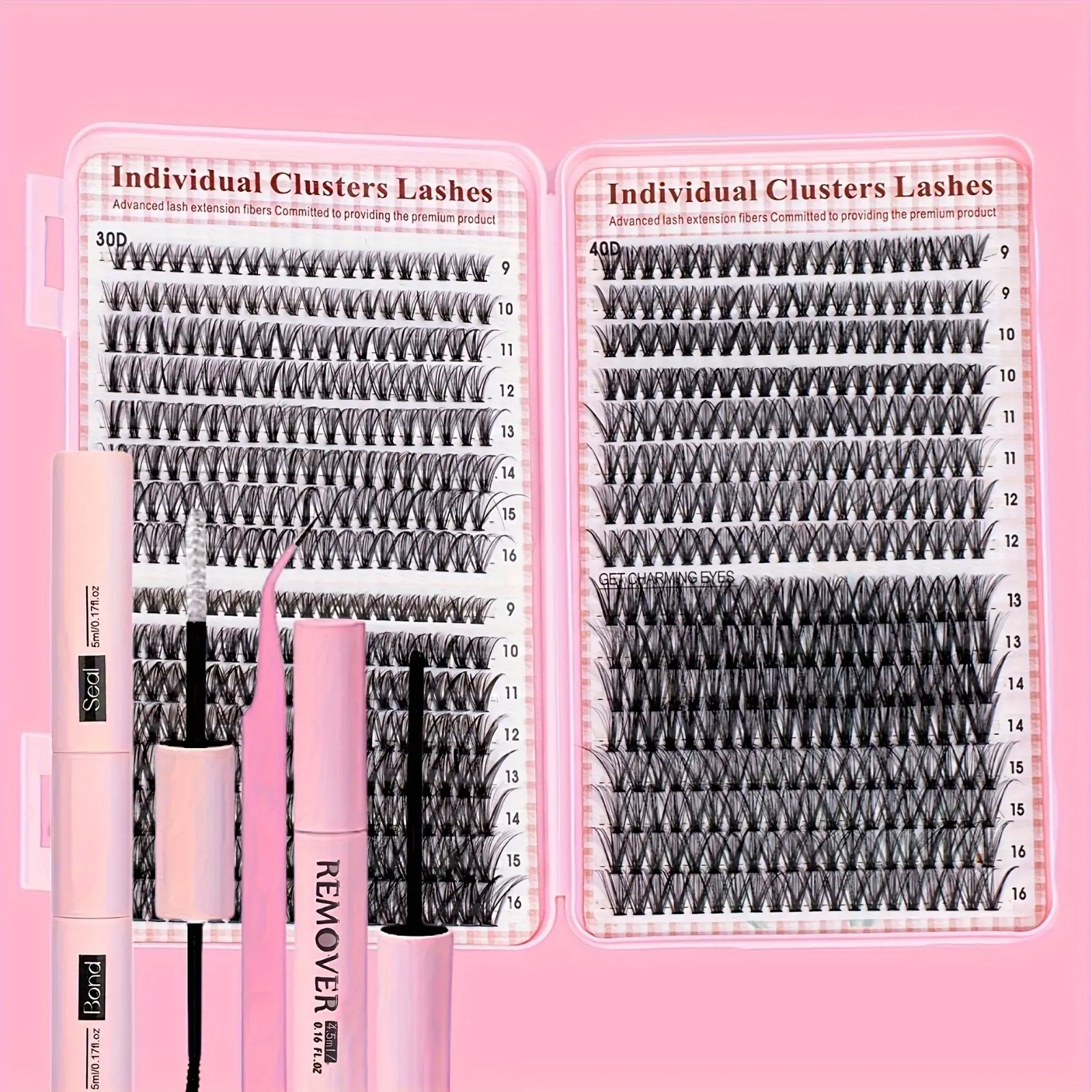 Volume Eyelash Extensions Kit for Self Application - 30D-60D Dense Volume Individual Lashes, D-Curl 9-16mm Mixed Lengths with Spiral Brush, High-Quality for Longer Looking Lashes, Makeup Cosmetic, Eyelashes Extensions, High Quality Eyelashes
