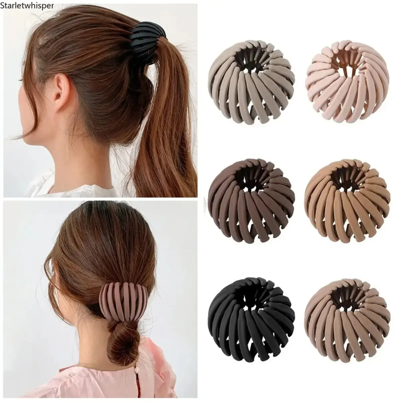 6Pcs Birds Nest Hair Clips, Expandable Bun Maker Ponytail Holders, Non-slip Fashion Hair Accessories, Easy Styling Hairpins for Women & Girls, Daily Casual Hairstyle Essentials