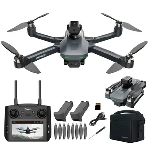 Drone with 4K camera, HD Dual drone for adults, remote controller with screen, foldable and portable quadcopter, with obstacle avoidance, brushless motor FPV (First Person View) drone, 2 batteries + carrying case set optical flow gps auto return