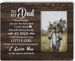 Dad Gift Picture Plaque Décor, I Love You to the Moon and Back, Picture Framed Gift Wood Plaque Sign, Ideal Gift to Say Love to Dad from Daughter, Father's Day Gift to Dad, Dad Picture Frame Decor