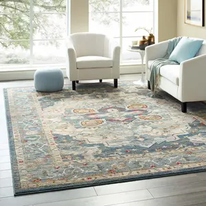 Modway Tribute Diantha Distressed Vintage Floral Vintage Medallion 8x10 Area Rug in Multicolor