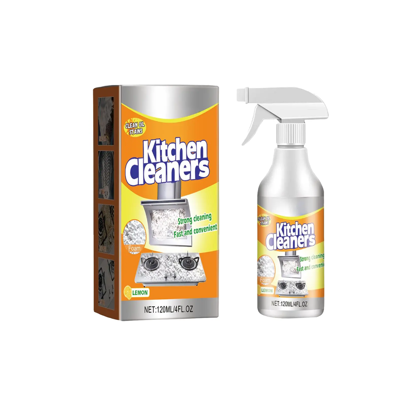 Lemon Citric Acid No-Scrub Foam Spray Kitchen Cleaner, Viral CleanTok Must-Have Heavy-Duty Foaming Degreaser, Cleaning Spray for Range Hood & Stove Stubborn Oil Grime Stains