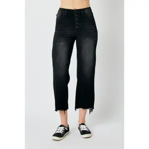 Judy Blue High Waist Destroy Raw Hem Wide Leg Denim 88829 judy blue, Spandex, Cotton