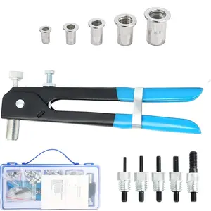 Heavy Duty Blind Rivet Nut Kit Set, Riveter Tool, Rivet Nut Gun, Thread Hand Riveter, Rivet Gun Threaded Insert Tool, Riveting Tools with Metric Rivet Nuts Assortment M3 M4 M5 M6 M8