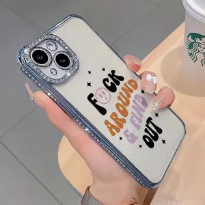 FIND OUT luxury rhinestone decor phone case for iPhone 17 17air 17pro 17promax 16 15 14 13 12 11 plus pro Max shockproof camera protector full protective cover