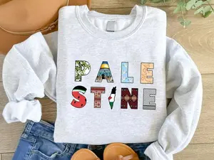 Palestine Retro Printed Sweatshirt, Palestine Name Design Crewneck Sweater, Palestine Jumper,