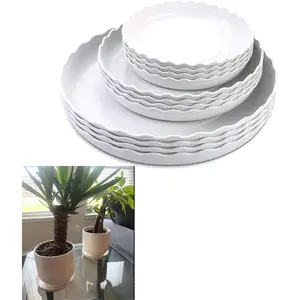 12 Packs Wave  Saucer - Plastic Flower Pot Drip Trays/Durable Heavy Duty White  Tray for Indoor and Out Door (6/8/10 inch)
