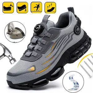 Mens Work Safety Shoes Steel Toe Cap Rotating Button Breathable Comfort Sneakers