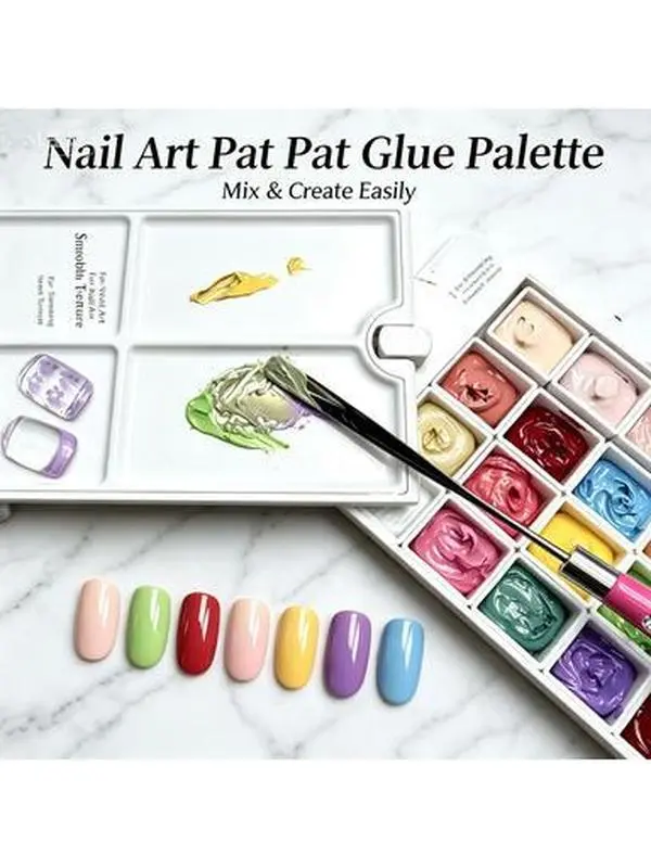 Portable 24 Color Nail Stamping Drawing Gel Palette Mixable Cream Texture Nail Art Pigment Glue For Beginner & Professional Nail Tech Nail Care Nail Polish