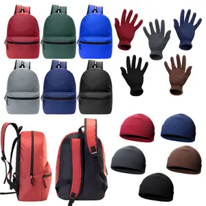 12 Wholesale 18.5" Basic Backpacks in 6 Colors & Your Choice of 12 Winter Item Sets - Wholesale Care Package: Homeless, Emergency, Charity