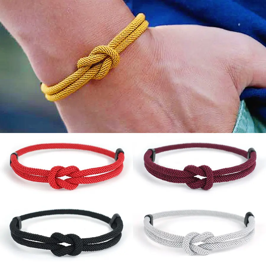 Noter New Men Rope Bracelet Grade A 4mm Cord Chain Braslet Adjustable 5 Colors Lucky Red Thread Fabric Braclet Armband Herren