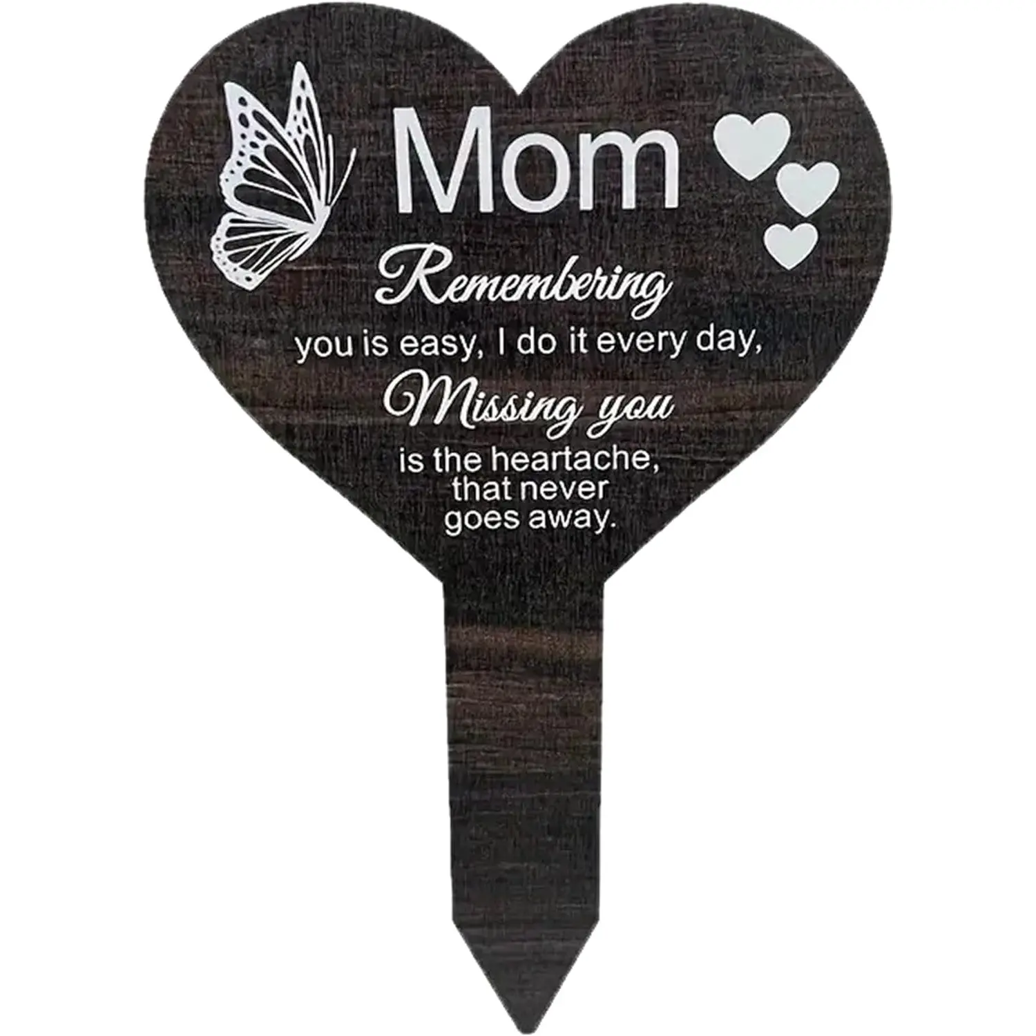 Heartfelt Wooden Memorial Grave Markers | Engraved Sympathy Plaques for Cemetery | Durable Outdoor Garden Remembrance Stakes | Mom, Dad, Son, Lover | Goodbyes Are Not Forever (Mon)
