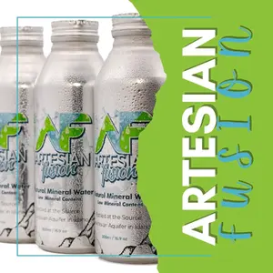 Artesian Fusion Natural Mineral Water. 12pack-500ml/16.9oz Aluminum bottles Organic Beverage Mineral Drink